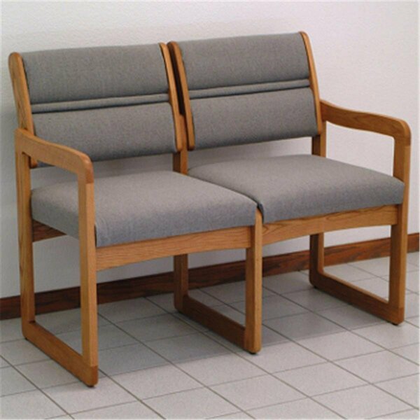 Wooden Mallet Valley Two Seat Sofa in Medium Oak - Charcoal Grey DW2-2MOCG